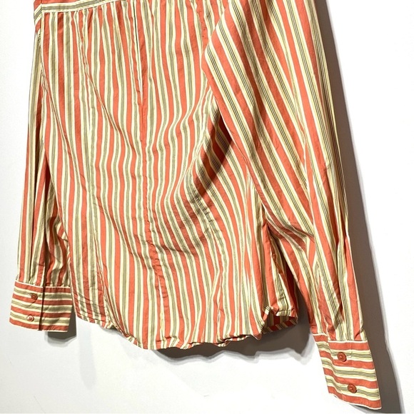Ann Taylor Loft Blouse Women's 10 Salmon Striped Long Sleeve Button Down Career - Picture 6 of 12